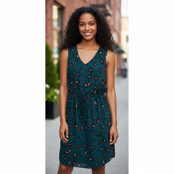 SHEIN LUNE Leopard Print Tie Front Fake Button Dress - Picture 1 of 4